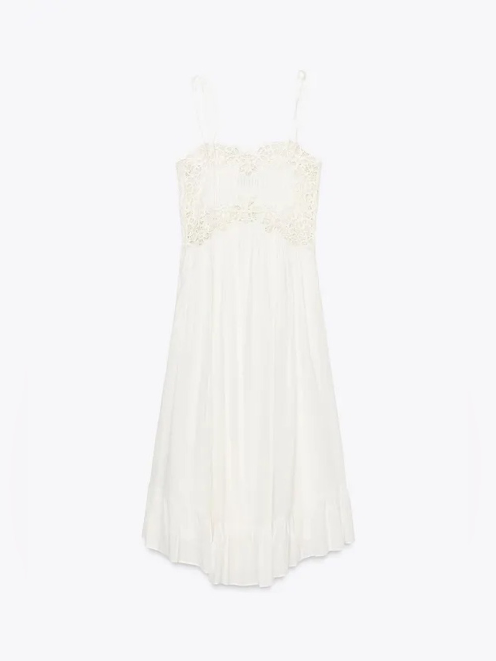 Zara White Lace Cotton Flowy Summer Bohemian Midi Dress - Picture 6 of 11